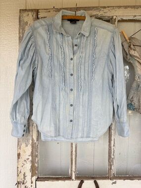 Vintage Chambray Denim Blouse button up